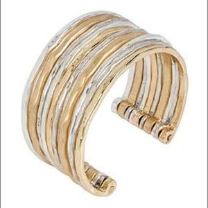 Two-Tone Waide Banded Cuff Bracelet